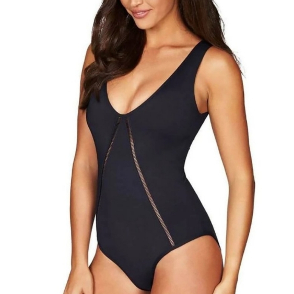 Sea Level Australia Black One-Piece Swimsuit With Crochet Detailing
